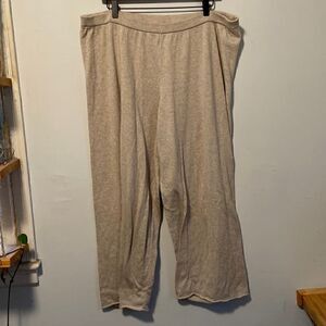 Eileen Fisher Oatmeal Stretch Jersey Knit Wide Leg Pants Size Large